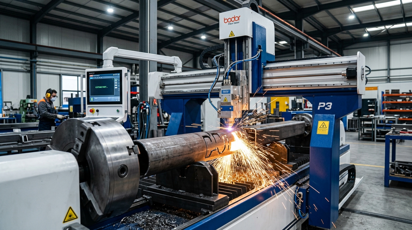 3D CNC fiber boru ve profil lazer kesim makinesi kurt ağzı ve slot delik işleme